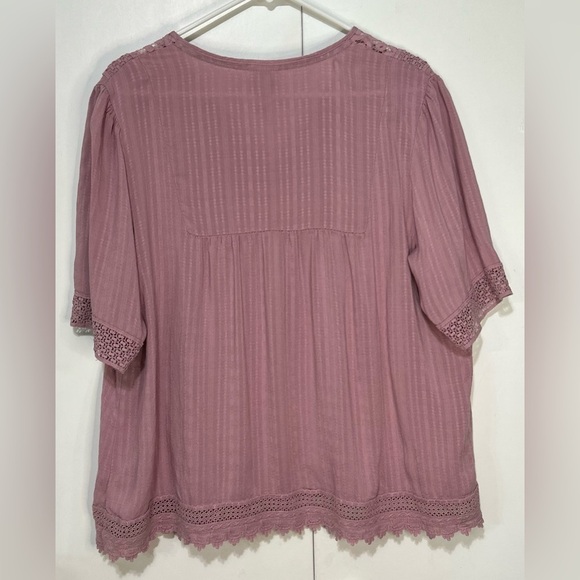 Knox Rose Boho Light Mauve Women's size XXL Casual Top Lace and Tassels Details - Picture 6 of 12